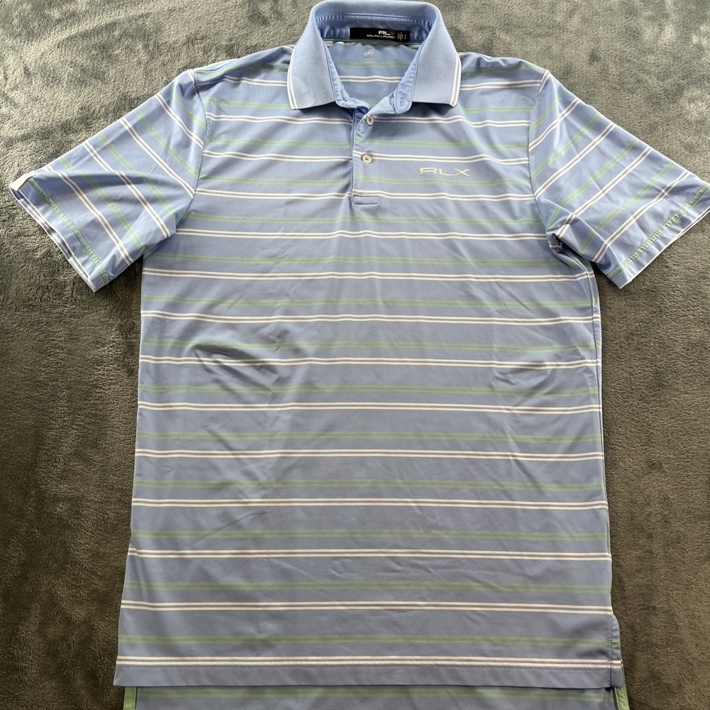 Ralph Lauren RLX Blue/Green/White Stripe Golf Polo Size Small